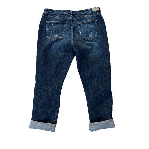 Dear John Straight Leg Distressed High Rise Jean Size 31 Knee Cut Out And Tears - Picture 16 of 16